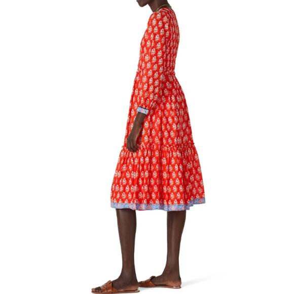 J. Crew Block Print Button Front Tiered MIDI Dress Size 00 - Picture 3 of 14